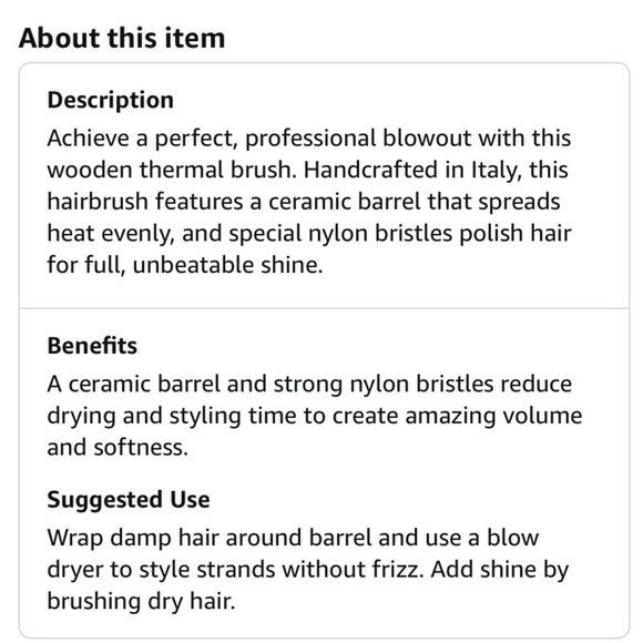 Elchim Thermal Round Blow Drying Hair Brush Ceramic Barrel Wooden Handle 1 1/4” - Picture 8 of 9